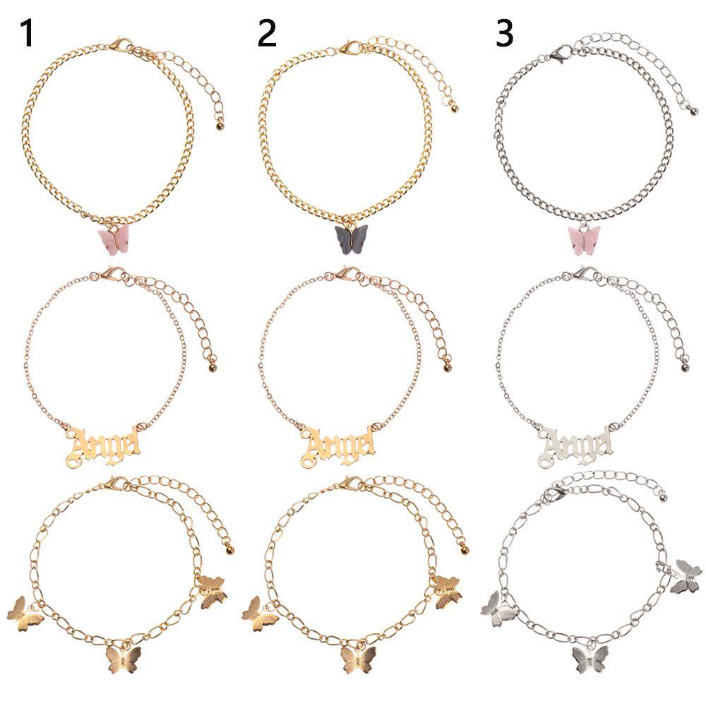 Gelang Kaki Kupu-Kupu Nanas Set Perhiasan Gelang Kaki Kaki Baru
