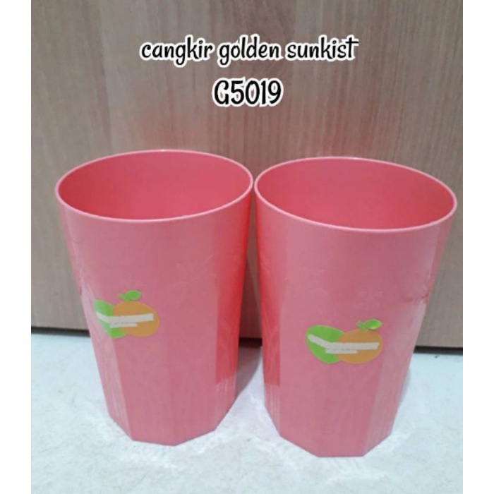 Gelas cangkir pink golden sunkist