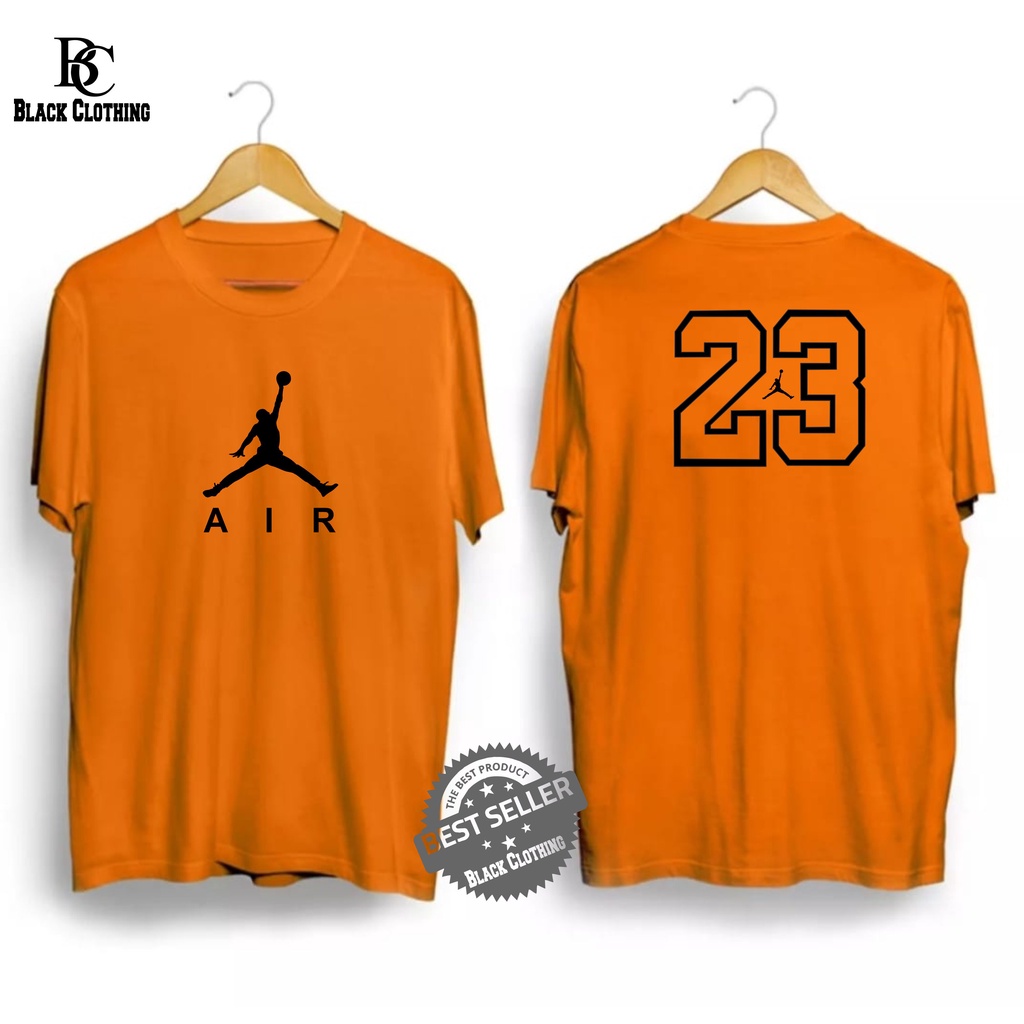 Kaos Distro Keren Terbaru T-Shirt Pria Jordan Air 23 Front Back Black - Premium Quality