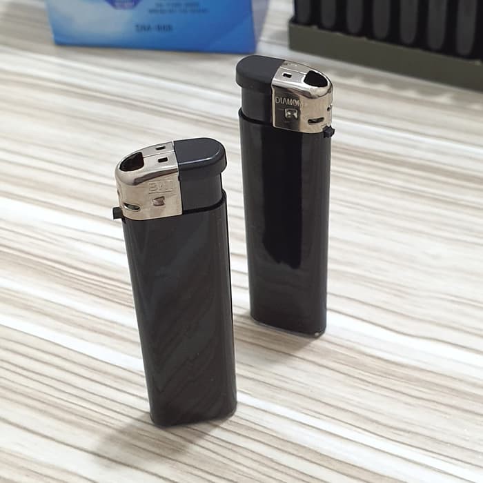 [HITAM] Korek Api Gas Diamond / Mancis Polos Murah Simple Black