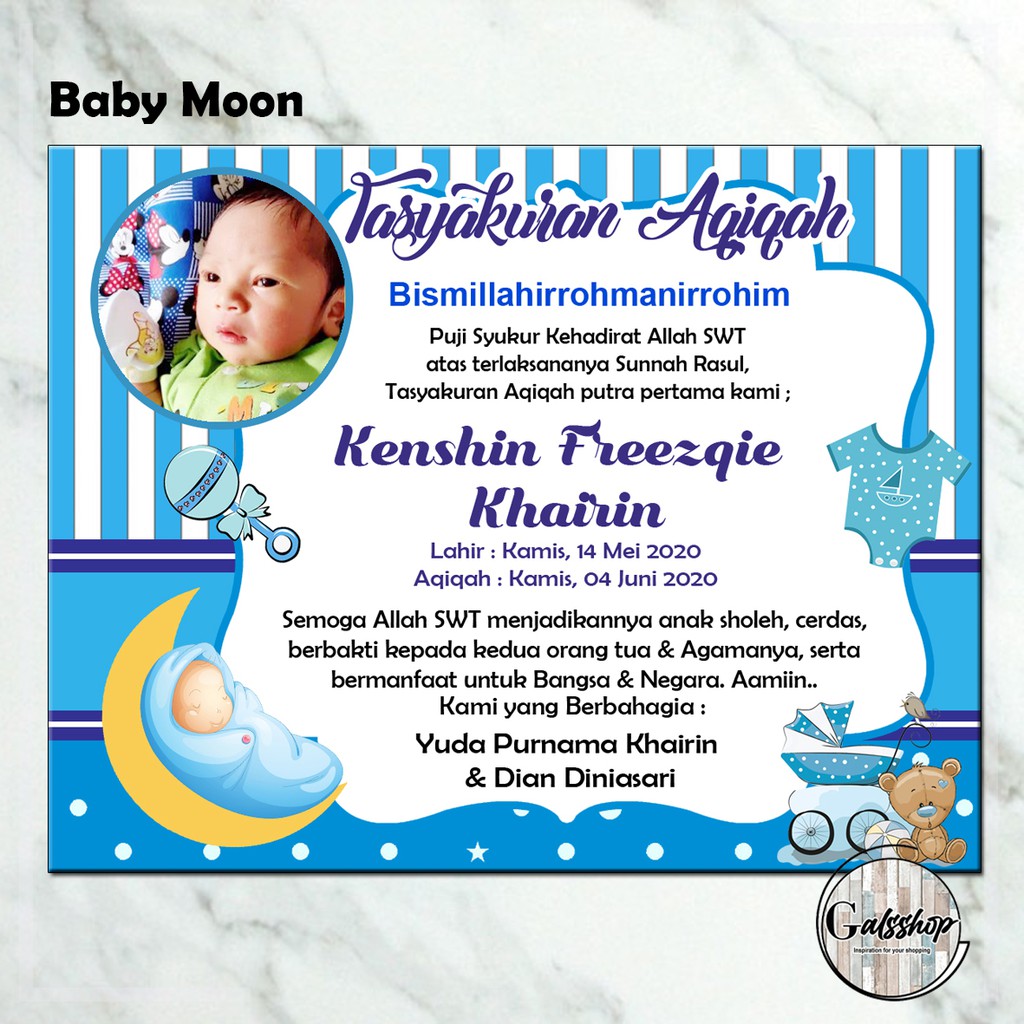 

Kartu Aqiqah / Tasyakuran Card / Stiker Aqiqah Baby Moon