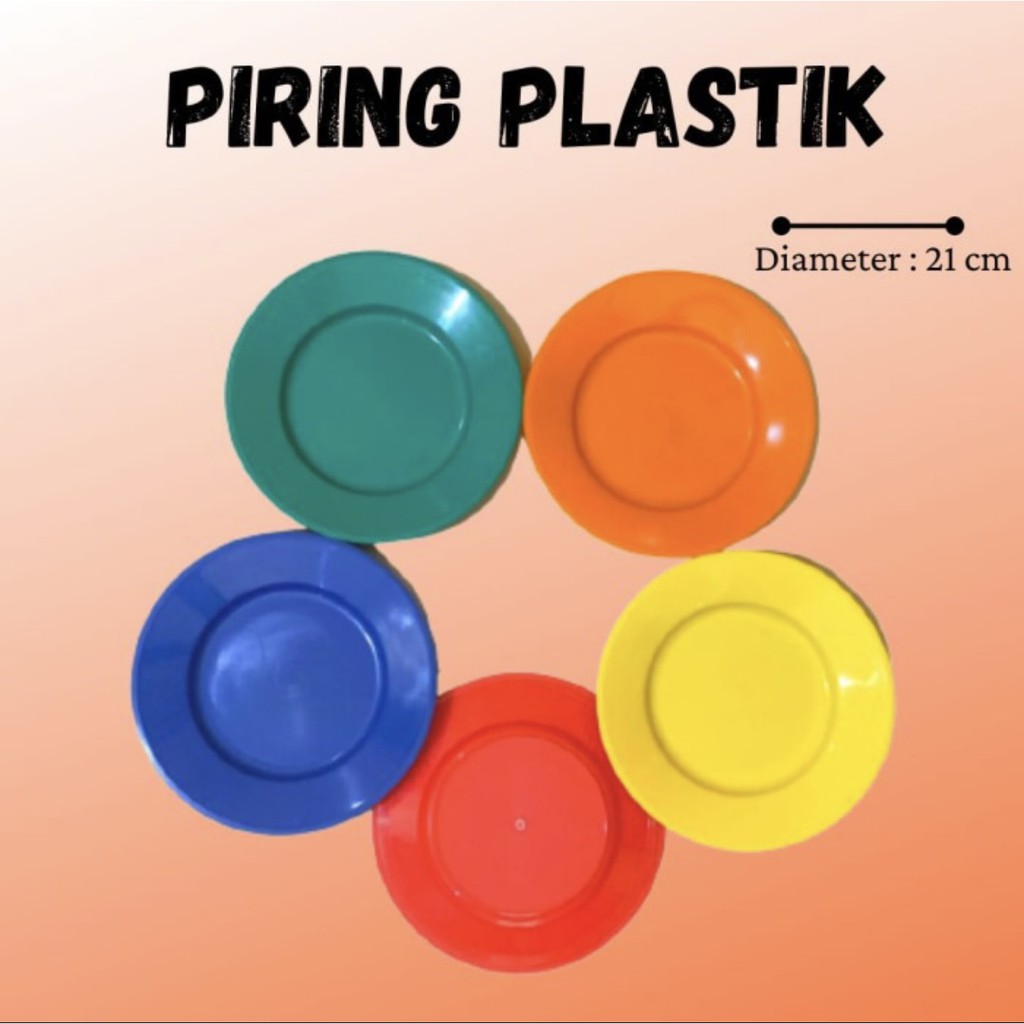 Piring Plastik Diameter 21 [ 5 warna ]