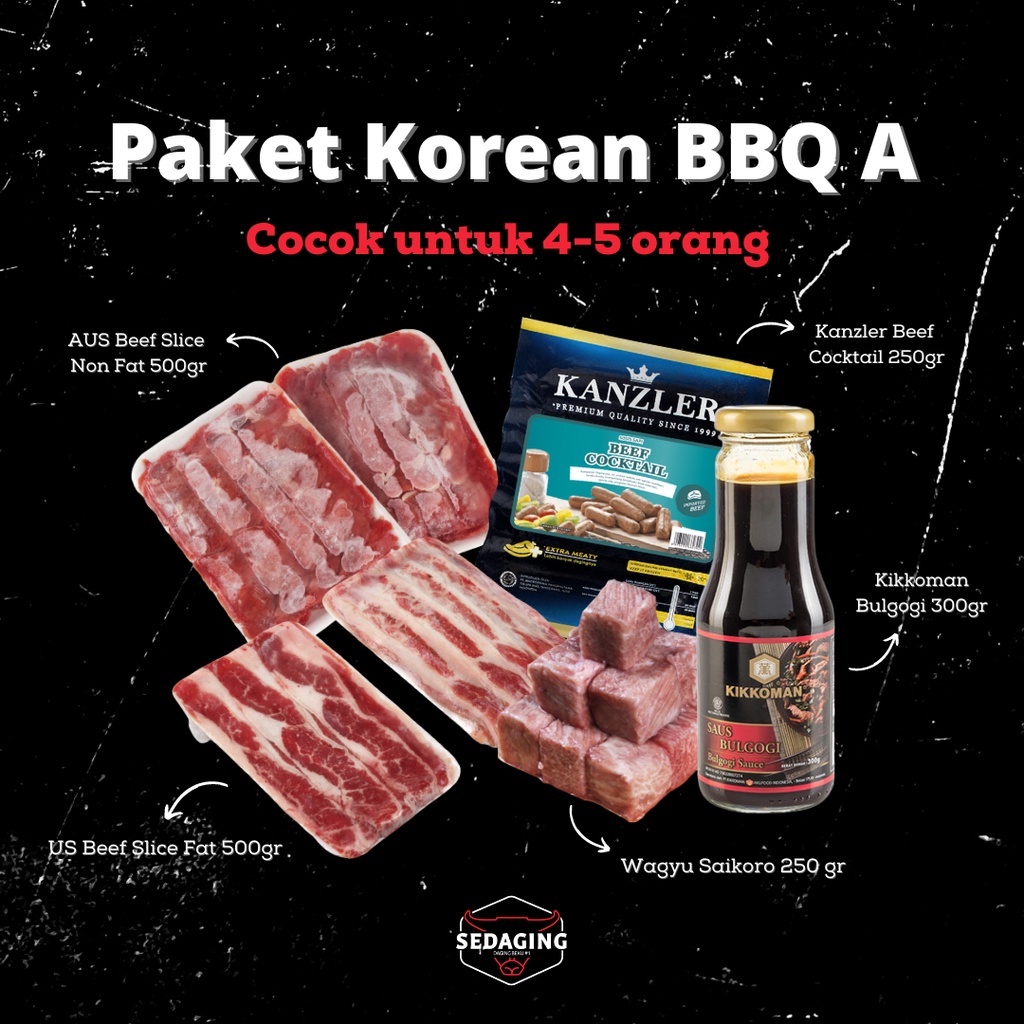 

Paket BBQ Beef Slice / Paket Korean BBQ Daging Slice HEMAT (4-5 orang) / BBQ A