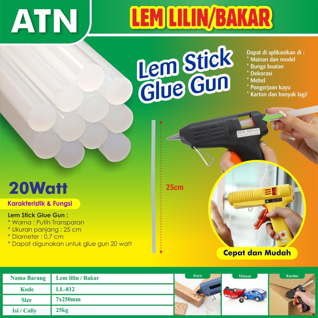 

COD-Isi Refill Lem Tembak Bakar Glue Gun KECIL/BESAR Lem Lilin 0.7CM/1.1CM GOSIR PANJANG 27CM 1KG