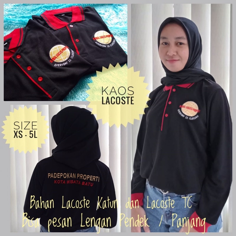 Kaos Polo Bahan Lacoste TC Premium custom Logo sablon/bordir
