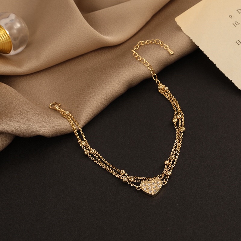 Gelang Titanium 3 Layer Biji Lada Love Clover Korea Style