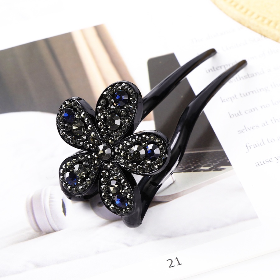 Vintage Crystal Flower Hair Sticks Hairpin U Shape Rhinestone Hair Clip Women Hair Accessories