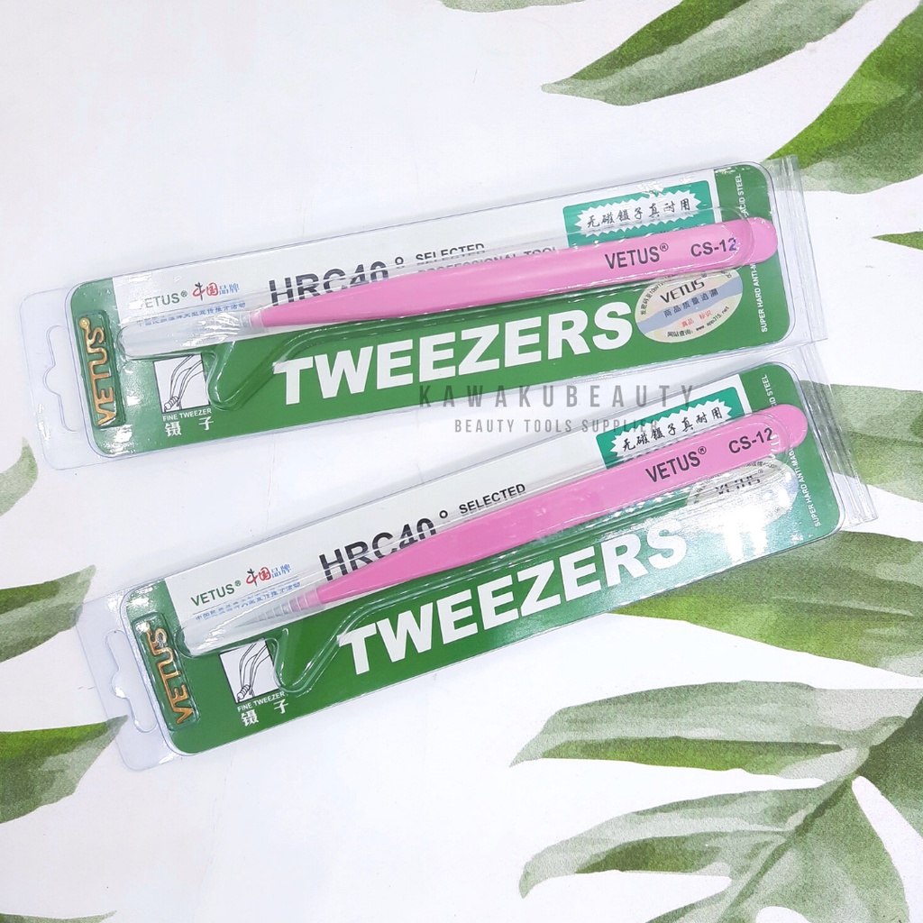 TWEEZER VETUS BENGKOK LURUS / PINK CS-15 CS-12 untuk Eyelash Extension / pencapit bulu mata palsu