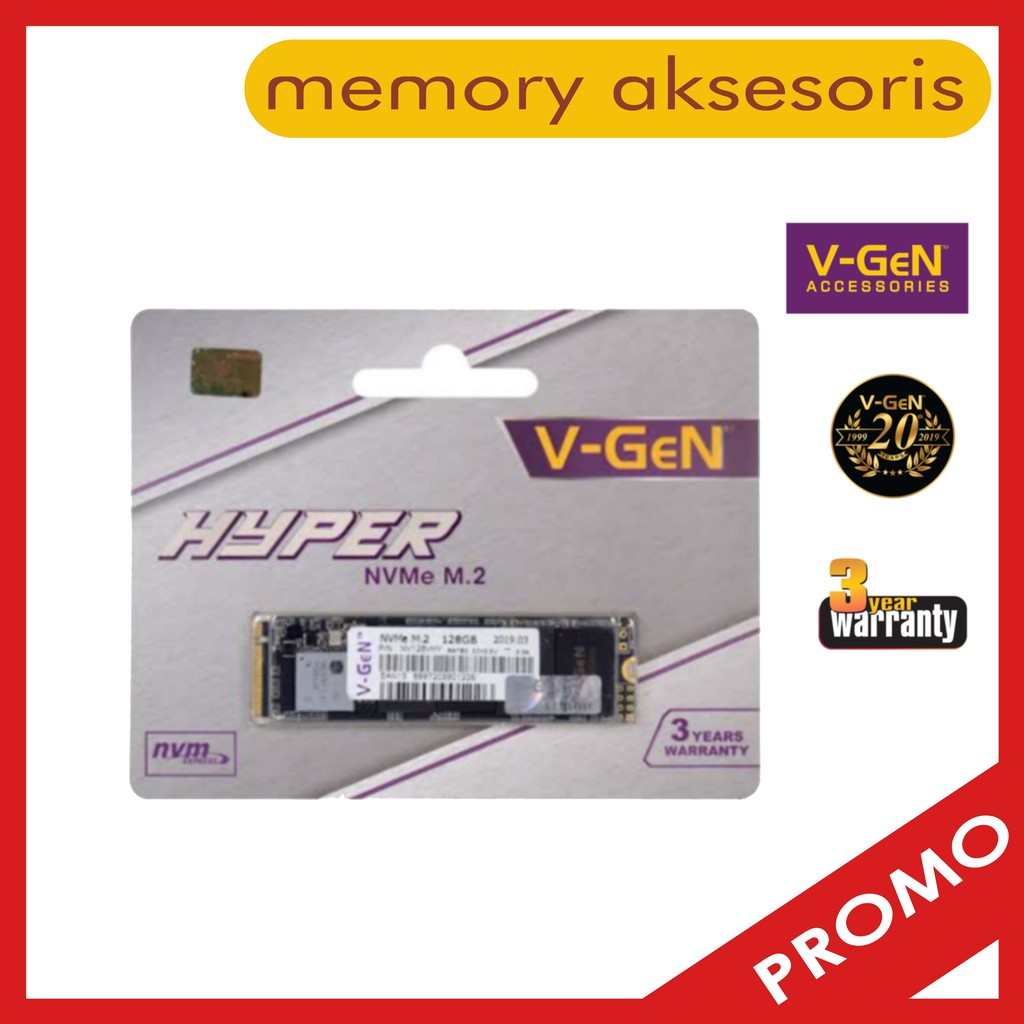 SSD V-GeN Hyper M.2 Pcie Gen3 Nvme 2280 128GB, 256GB, 512GB, 1TB VGen M2 NVME