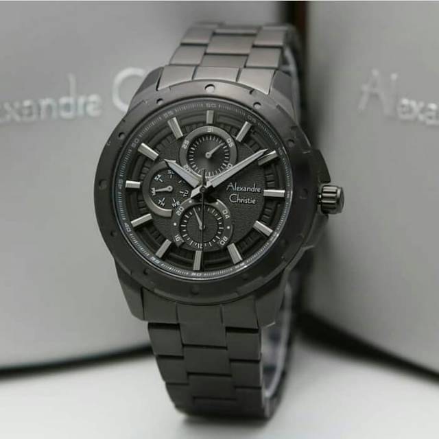 jam tangan pria alexander cristie original ac6538 full black
