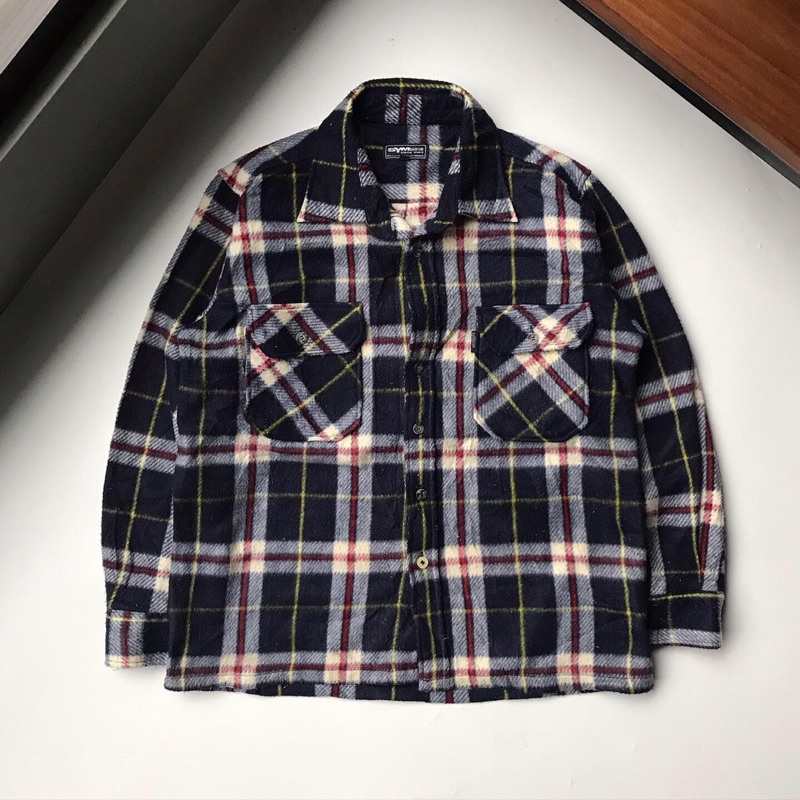 symbiose plaid fleece shirt