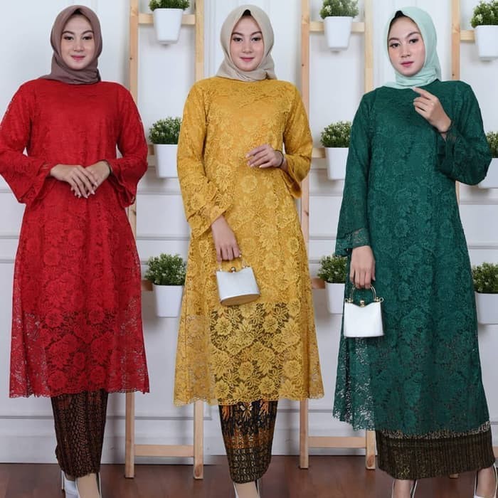 setelan kebaya brokat kurung tunik 3 pilihan