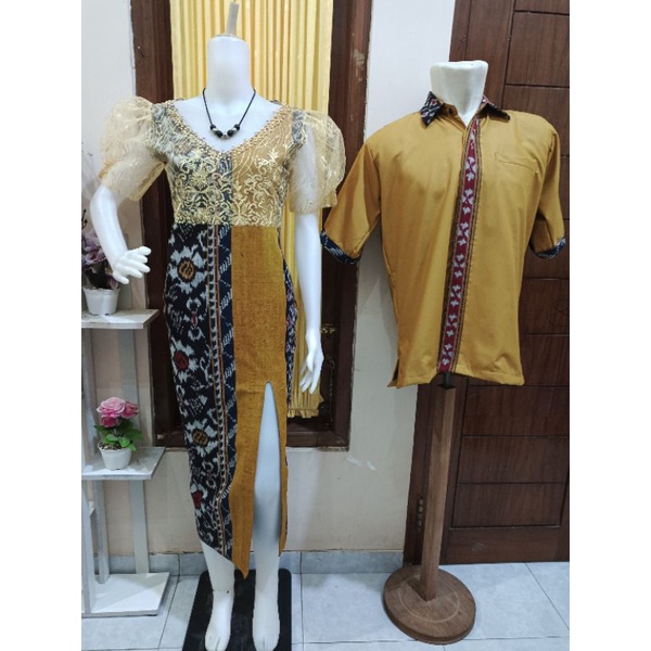 Jual Cople Dres Tenun Pesta Kemeja Shopee Indonesia