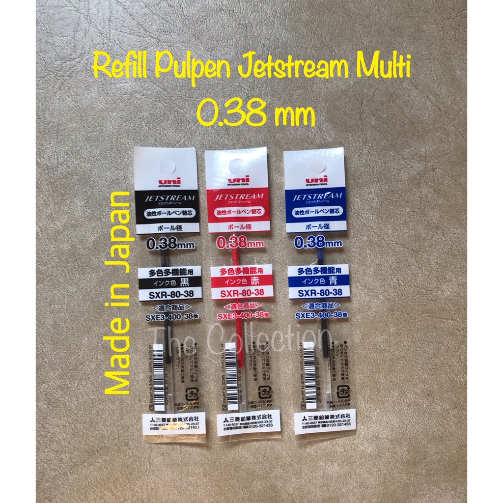 

REFILL 0.38mm Jetstream Multi Pulpen sxr 80 38 Mitsubishi Uni isi ulang pen pena bolpoint SXR-80-38 hitam biru merah hijau blue black green red ATK0592UN