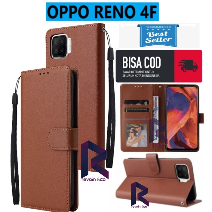 CASE OPPO RENO 4F FLIP WALLET LEATHER KULIT PREMIUM SARUNG BUKA TUTUP FLIP CASE OPPO RENO 4F