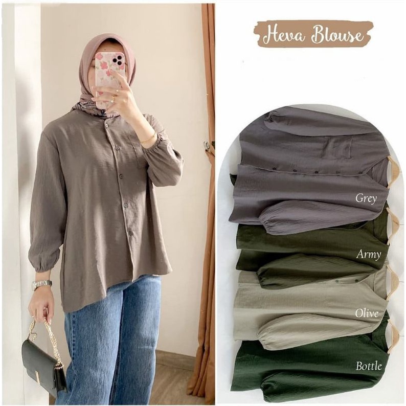 Kemeja Heva Blouse Wanita Crinkle Airflow LD 110