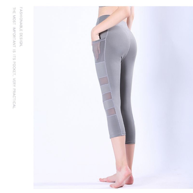 Legging 3/4 Impor Sport Olahraga Gym Model Jaring Kantong / Celana Senam Yoga Fitness WSM 865