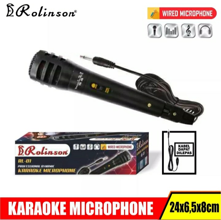 Mikrofon Karaoke Rolinson RL-01/RL 01 - Mic Microphone Karaoke Proffesional Dinamic