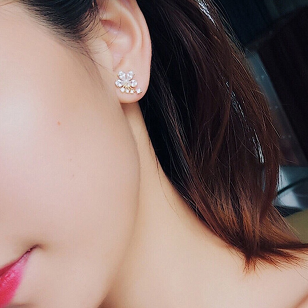 Hu Hu Hu Hu Hu Alat Bantu Pasang Kacamata♡ Anting Tusuk Bentuk Bunga Hias Mutiara Imitasi Bahan Cubic Zirconia Untuk Wanita