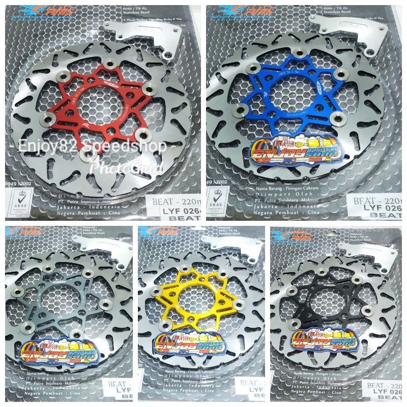 Disc Brake piringan Cakram Psm Gerigi plus Breket 220 mm All Beat Scopy Vario Genio Spcay Lubang 4