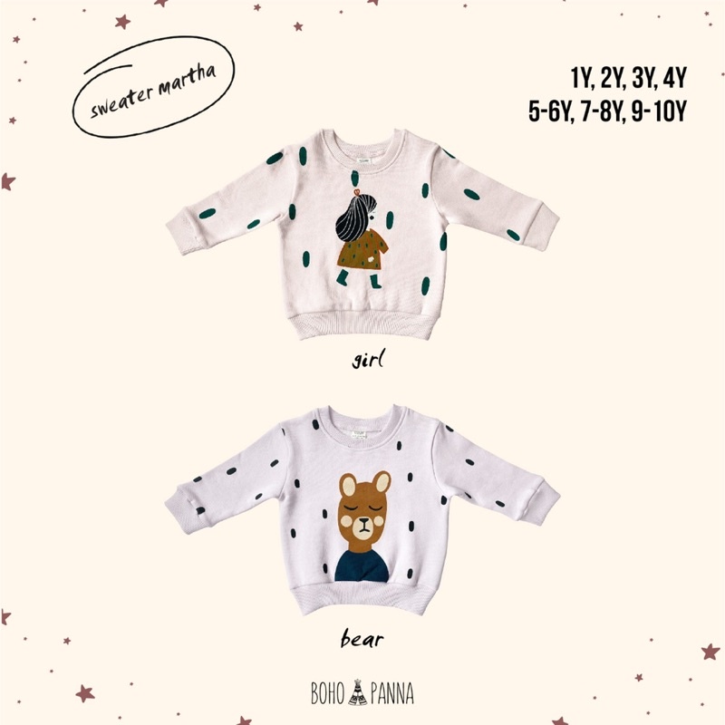 Bohobaby SWEATER MARTHA Motif Bohopanna Boho Sweater Anak Perempuan