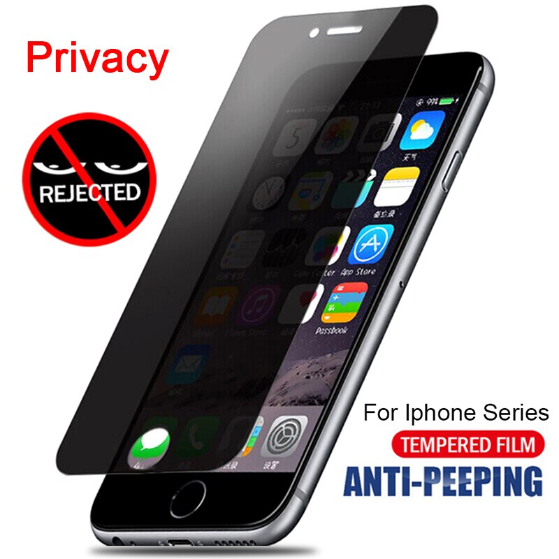 Pelindung Layar Tempered Glass 9h Anti Spy Untuk Iphone X Xr Xs Se 7 8 5 6 S Max Plus 12 11 Pro Max