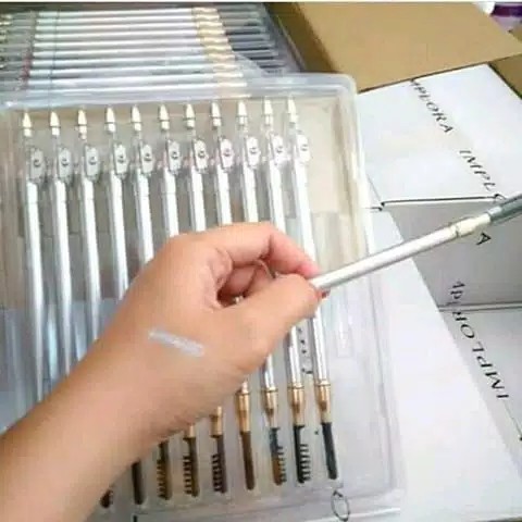 IMPLORA Eye Brow Pencil 2 IN 1 ( PENSIL + SERUTAN + SIKAT ) ORIGINAL BPOM / 2IN1 PENSIL ALIS IMPLORA | Celak | Eyebrow Pencil BPOM | Pensil Alis BPOM | Pensil Alis Implora 2 IN 1 | Pensil Alis Murah | Pensil Alis Hitam / Cokelat / Silver / Grey Brown