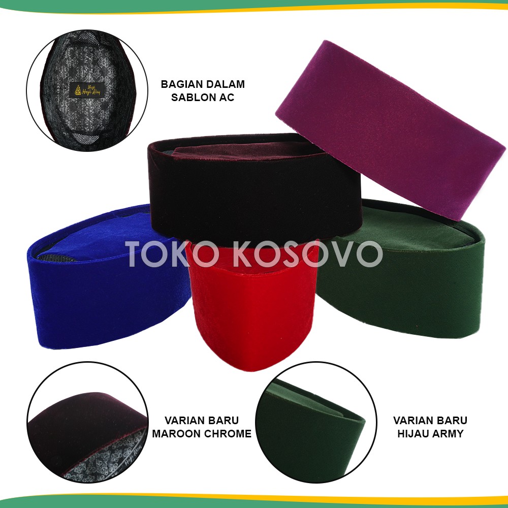 (GROSIR 10 Pcs) Songkok HAJI ALAY AC WARNA Tinggi 9 Peci Sholat Merah Maroon Biru Ungu Putih Hijau Bludru Anak Laki Pria Dewasa Santri Pesantren Kopiah Solat Pendek Full Beludru Polos Kopyah Shalat Motif Bordir Uje Batik NU Kopeah Nasional Ori Paket Usaha