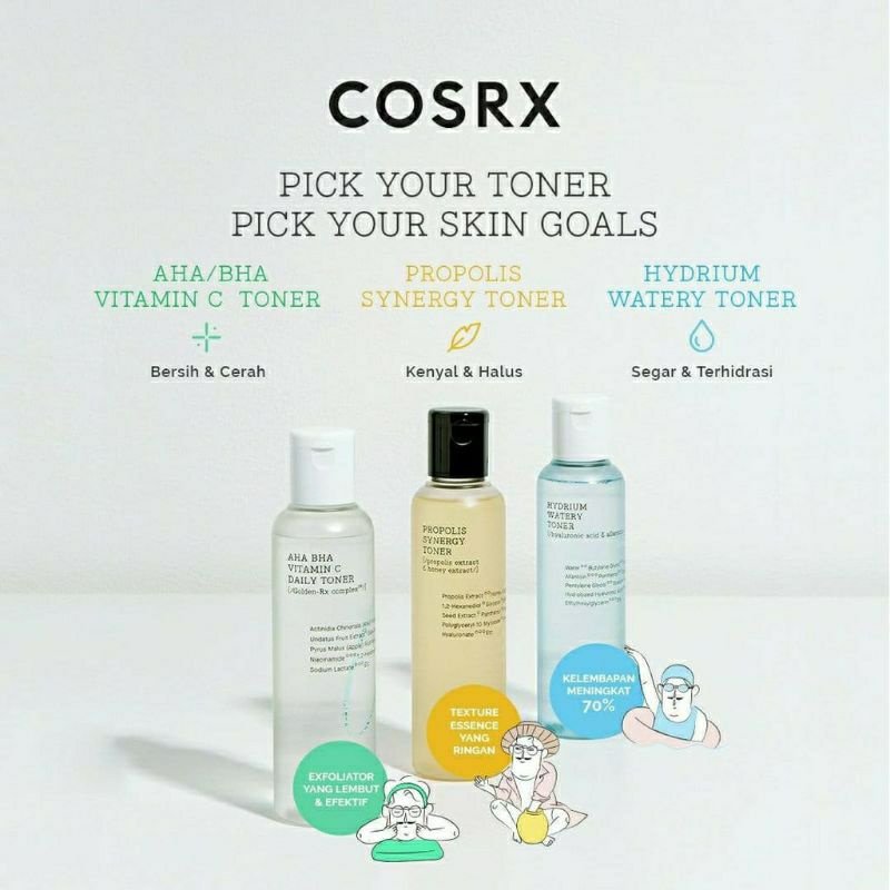 COSRX Toner (Propolis Toner | Hydrium Toner | AHA BHA Vitamin C Daily Toner) 50mL / 150 mL