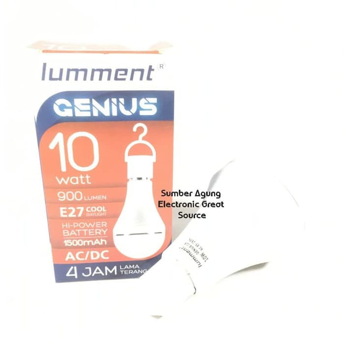 Lampu Genius Lumment 10W AC DC Nyala 4 Jam Saat Mati Lampu