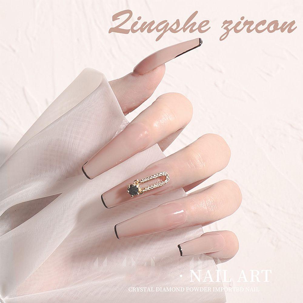 Needway   Kuku Hitam Zirkon Mewah Water Drop Manicure Tools Menjuntai Perhiasan Kuku