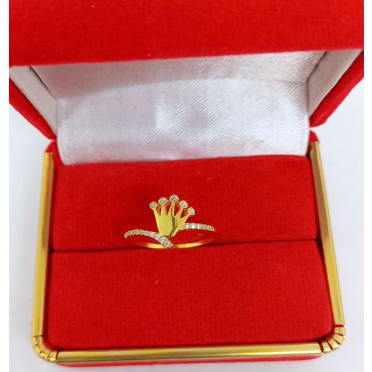 CINCIN PERAK 925 ASLI LAPIS EMAS/CINCIN CROWN MATA PUTIH/CINCIN ASLI SILER/CINCIN FASHION WANITA