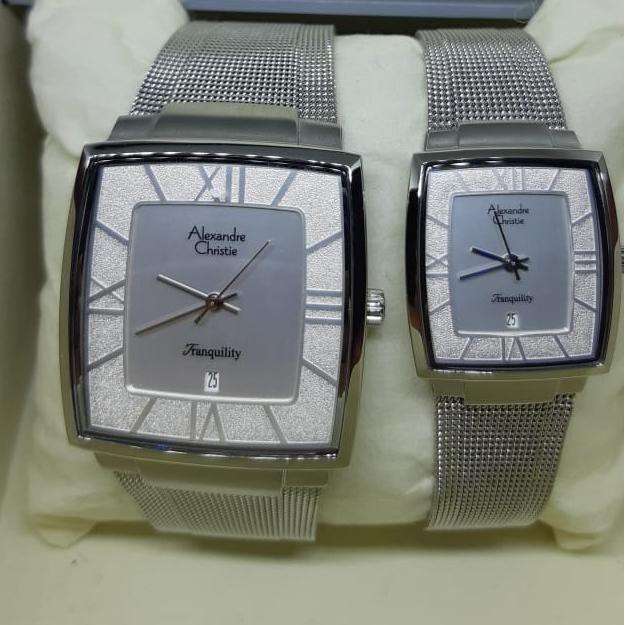 Jam Tangan Couple Alexandre Christie/8329Md&Ld(Silver) Toko.Feranika