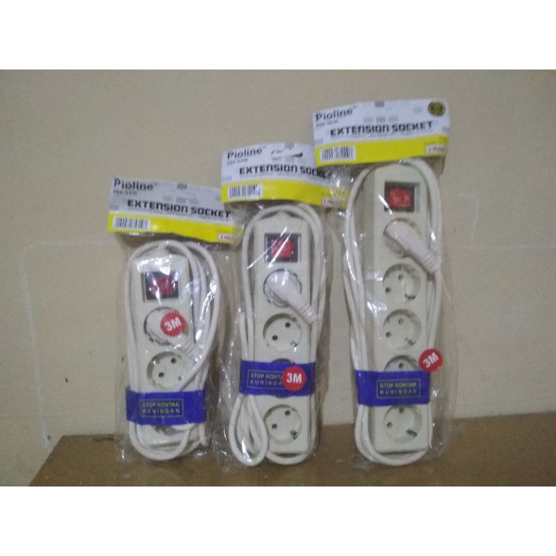 stop kontak + kabel 3m (sambungan kabel) merk pioline