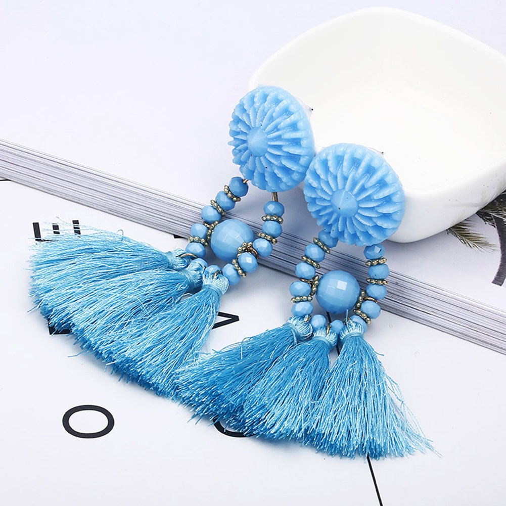 Hu Hu Hu Hu Hu Alat Bantu Pasang Kacamata♡ Anting Tusuk Gantung Wanita Bahan Resin Desain Manikmanikrumbai Gaya Bohemian Untuk Hadiah