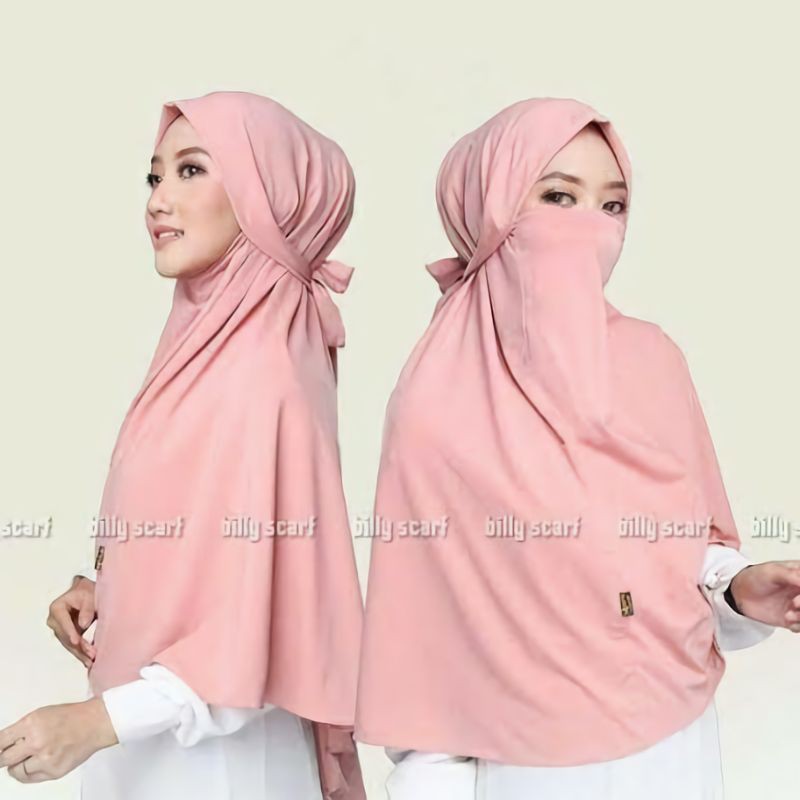 JILBAB INSTAN BERGO MASKER NIQOB TALI JERSEY NON PET