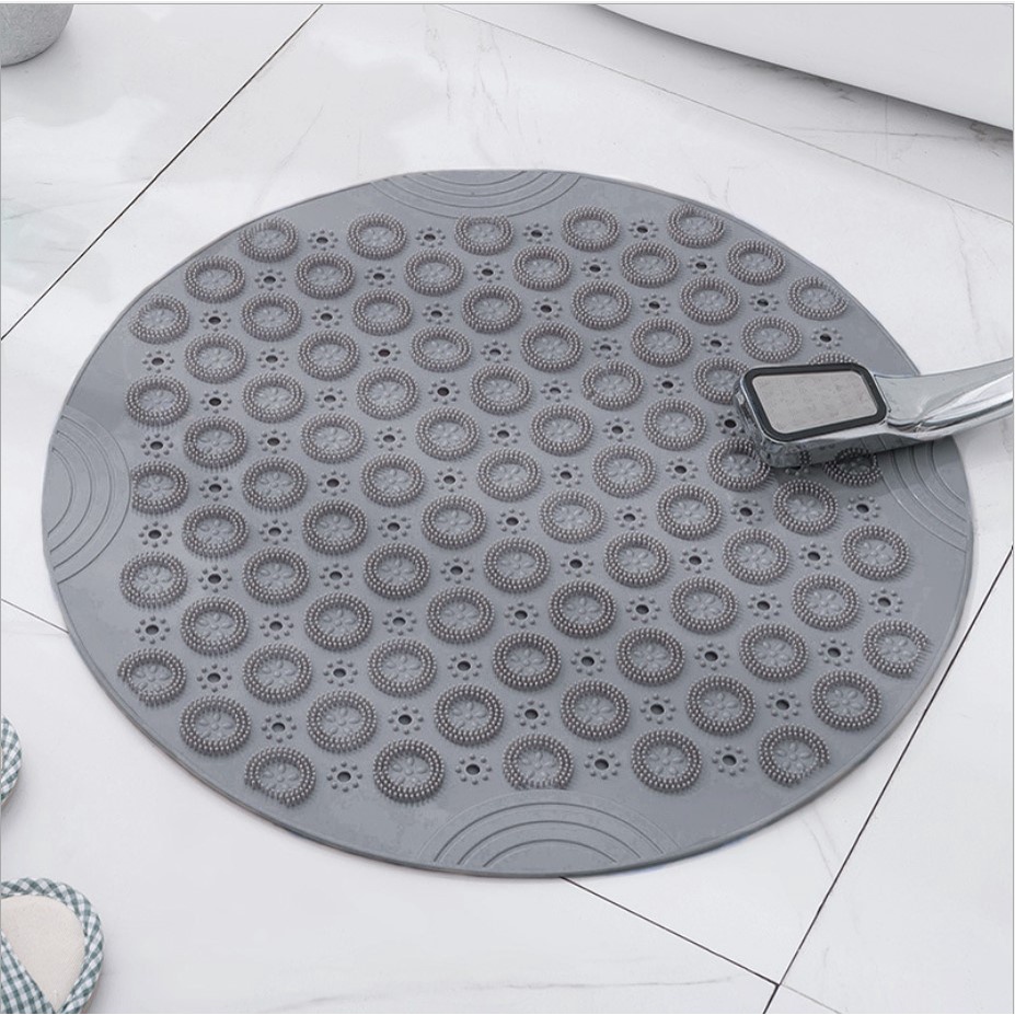 PVC Round Shower Bath Mat / Keset Kamar Mandi Bulat Anti Slip Suction Cup