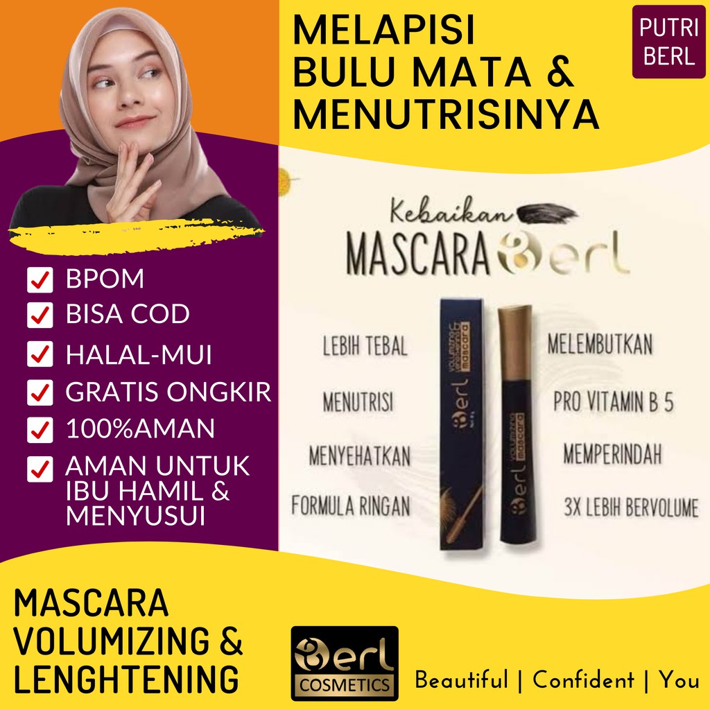 B ERL Cosmetics Volumizing &amp; Lengthening Mascara Memanjangkan dan menebalkan bulu mata 5.0