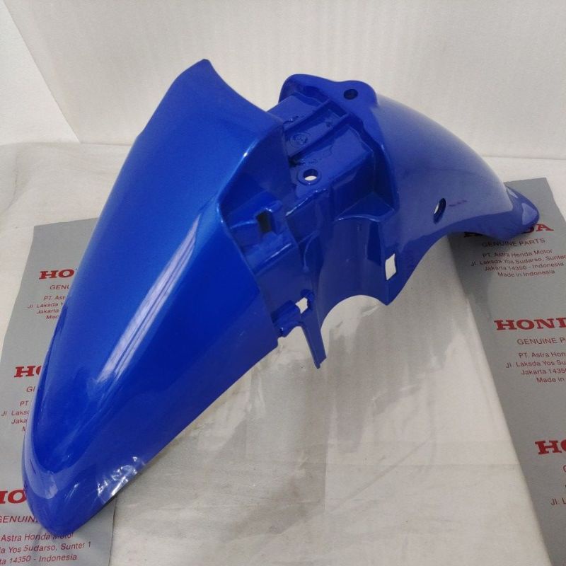 Spakbor slebor depan Honda Supra X 100 Fit lama old BIRU TUA ORIGINAL 61100-KEV-880FML