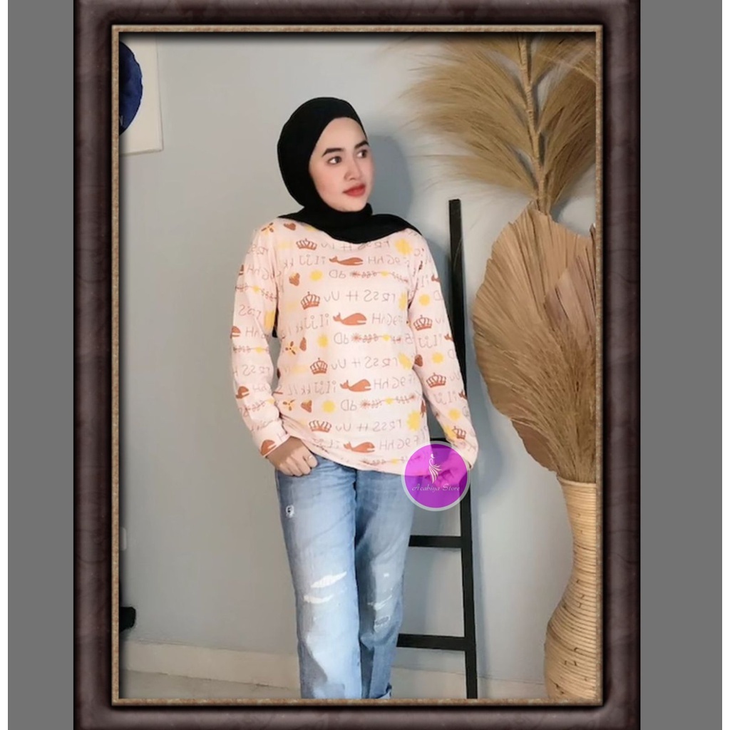 kaos lengan panjang motif / kaos katun / kaos remaja / kaos cewek / kaos printing