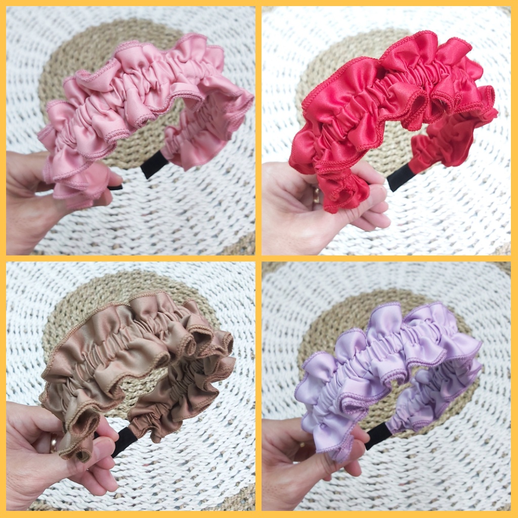 Bando Kerut Korea Nagita 2 Lapis / Headband Scrunchie 2 Layers