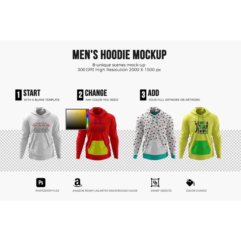 Mens Hoodie Mockups - Photoshop