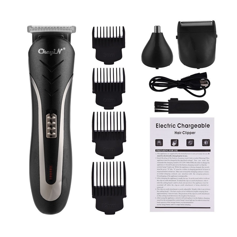 

CkeyiN Alat Cukur Bulu Hidung/Jenggot Elektrik Rechargeable Dengan 3 Kepala Pengganti+4 Sisir Limit Rc418