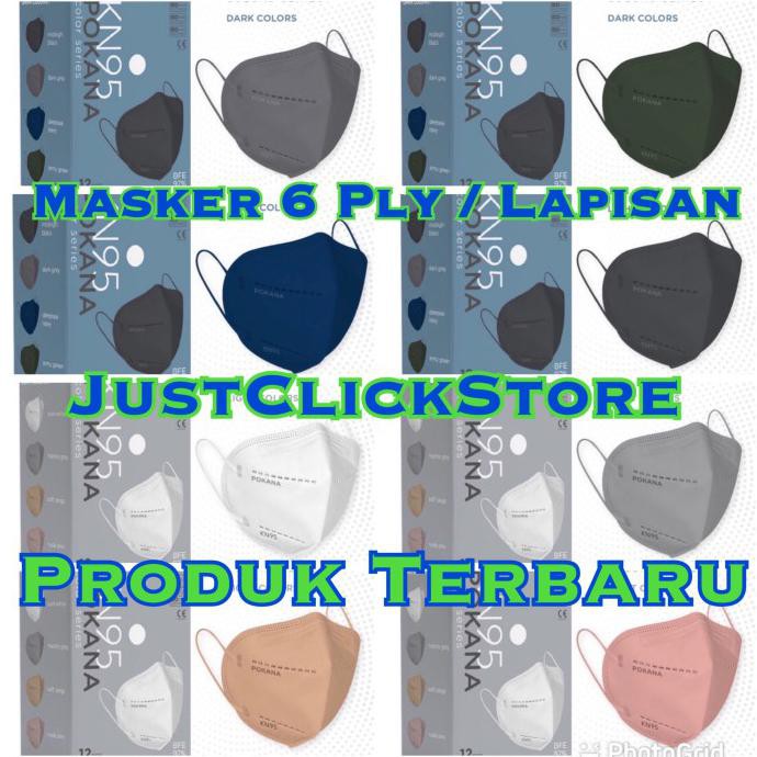 Masker Pokana KN95 6ply KN 95 isi 12 sensi convex duckbill - BiruNavy/Donker