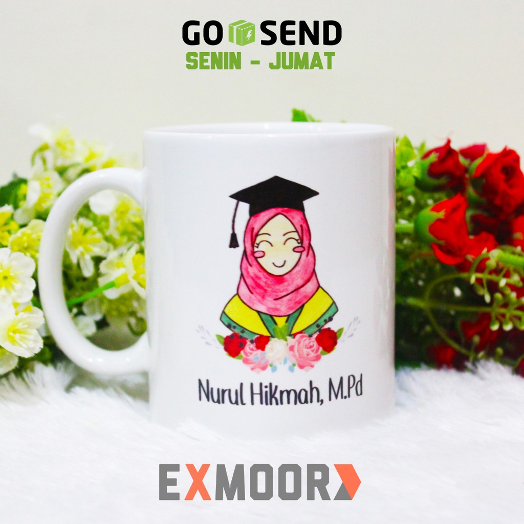 Kado Wisuda Mug Graduation Doodle Hijab