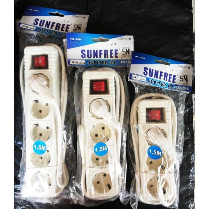 SUNFREE Jupiter 1.5M - 2, 3, 4, 5 Lubang Colokan Stop Kontak + Saklar