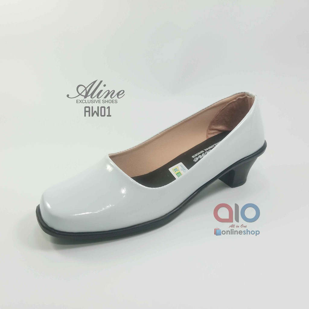 Aline Pantofel Glossy Wanita Hak Pump 5 Cm Sepatu Formal Kerja Kantor Kilap Glosy AW01