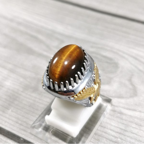 Cincin Natural Batu Akik Biduri Sepah Tiger Eye Termurah