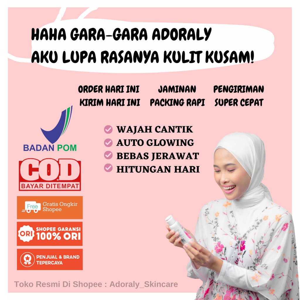 Skincare Bruntusan BPOM Glowing Penghilang Jerawat Cream Whitening Pemutih Wajah Adoraly Skincare