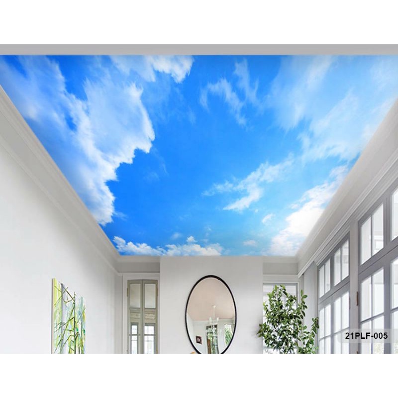 Wallpaper 3D Custom Plafon Langit Putih Awan Biru (21PLF-005)